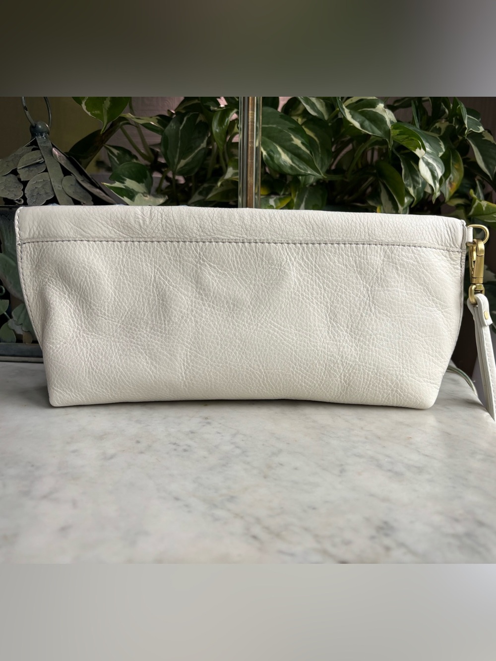 Fossil White Leather Studded Foldover Clutch - Picture 2 of 10